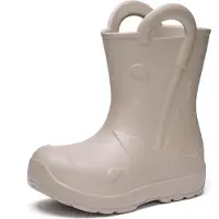Ladeheid x Camminare Gummistiefel Kinder aus ultraleichtem EVA, wasserdicht, rutschfest und bequem, mit elegant geprägtem Splash-Design aus Wellen, Tropfen, Regenschirm LA-CA-20 (HellBeige,26/27 EU)