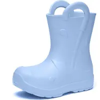 Ladeheid x Camminare Gummistiefel Kinder aus ultraleichtem EVA, wasserdicht, rutschfest und bequem, mit elegant geprägtem Splash-Design aus Wellen, Tropfen, Regenschirm LA-CA-20 (HellBlau,26/27 EU)