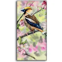 Coloray Wandbild Leinwand Bilder mit Uhr 30x60 Gemälde Abstrakte Zweig Blumen Tier Vögel - weiße Hände