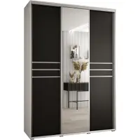 MEBLE KRYSPOL Davos 11 Schrank, drei Türen - 235,2x180x60 cm - Weiß Schwarz Silber
