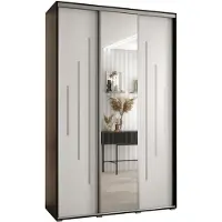 MEBLE KRYSPOL Cannes 13 Schrank mit 3 Schiebetüren - 205,2x160x60 cm - Schwarz Weiß Silber
