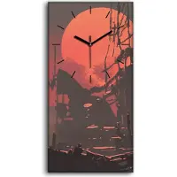 Coloray Dekor Leinwand Uhr Wandbilder Kunstdruck 30x60 Roboter pflanzt Samen Ruinenstadt - schwarze Hände