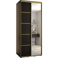 MEBLE KRYSPOL Davos 5 Schrank, zwei Türen - 235,2x100x60 cm - Schwarz Schwarz Gold