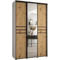 MEBLE KRYSPOL Cannes 11 Schrank mit 3 Schiebetüren - 205,2x160x45 cm - Weiß Artisan Schwarz