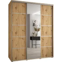 MEBLE KRYSPOL Davos 5 Schrank, drei Türen - 235,2x190x60 cm - Artisan Artisan Silber