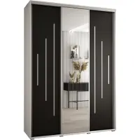 MEBLE KRYSPOL Davos 13 Schrank, drei Türen - 235,2x180x60 cm - Weiß Schwarz Silber