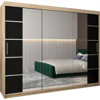 MEBLE KRYSPOL Kleiderschrank, Schiebetürenschrank Schlafzimmer, Schrank mit Spiegel VERONA 4 250 cm