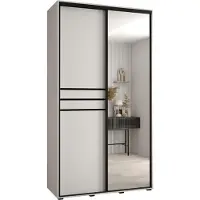 MEBLE KRYSPOL Cannes 11 Schrank mit 2 Schiebetüren - 205,2x130x45 cm - Weiß Weiß Schwarz