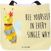 Mr. & Mrs. Panda Schultasche Biene Blume - Gelb Pastell - Geschenk, Laptoptasche, Strandtasche, Tasche, Beutel, Tote Bag