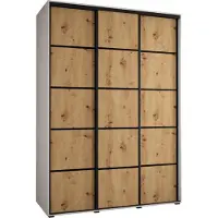 MEBLE KRYSPOL Cannes 4 Schrank mit 3 Schiebetüren - 205,2x170x60 cm - Weiß Artisan Schwarz
