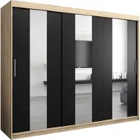 MEBLE KRYSPOL Kleiderschrank, Schiebetürenschrank Schlafzimmer, Schrank mit Spiegel POLE 250 cm