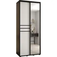 MEBLE KRYSPOL Cannes 11 Schrank mit 2 Schiebetüren - 205,2x100x45 cm - Schwarz Weiß Schwarz