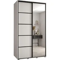 MEBLE KRYSPOL Cannes 5 Schrank mit 2 Schiebetüren - 205,2x140x60 cm - Weiß Weiß Schwarz