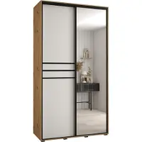 MEBLE KRYSPOL Cannes 11 Schrank mit 2 Schiebetüren - 205,2x130x45 cm - Artisan Weiß Schwarz