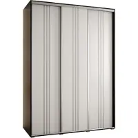 MEBLE KRYSPOL Cannes 6 Schrank mit 3 Schiebetüren - 205,2x180x60 cm - Schwarz Weiß Silber