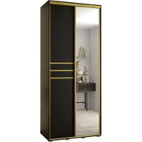 MEBLE KRYSPOL Cannes 11 Schrank mit 2 Schiebetüren - 205,2x110x60 cm - Schwarz Schwarz Gold