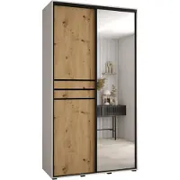 MEBLE KRYSPOL Cannes 11 Schrank mit 2 Schiebetüren - 205,2x130x60 cm - Weiß Artisan Schwarz