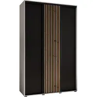 MEBLE KRYSPOL Sapporo 1 Schrank mit 3 Schiebetüren - 205,2x160x45 cm - Weiß Schwarz Artisan