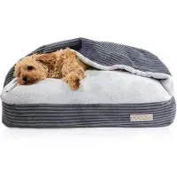 DOTTY Kuschelhöhle Kuscheliges Hundebett Hundenest Katzenhöhle Schlafsack für Hunde - Grau Graphite Cordstoff - Größe XL (100 x 80 cm)