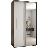 MEBLE KRYSPOL Cannes 13 Schrank mit 2 Schiebetüren - 205,2x140x60 cm - Schwarz Weiß Silber