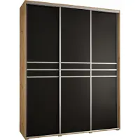 MEBLE KRYSPOL Cannes 10 Schrank mit 3 Schiebetüren - 205,2x200x60 cm - Artisan Schwarz Silber