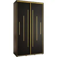 MEBLE KRYSPOL Cannes 12 Schrank mit 2 Schiebetüren - 205,2x140x45 cm - Schwarz Schwarz Gold