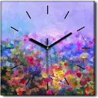 Coloray Uhr auf Leinwand 30x30 cm Wand Uhr Dekoration Wohnzimmer Segeltuch schwarze Hände -COSMOS-Abstraktion.