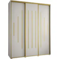 MEBLE KRYSPOL Davos 12 Schrank, drei Türen - 235,2x200x60 cm - Weiß Weiß Gold
