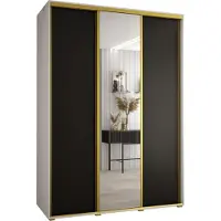 MEBLE KRYSPOL Cannes 3 Schrank mit 3 Schiebetüren - 205,2x170x45 cm - Weiß Schwarz Gold