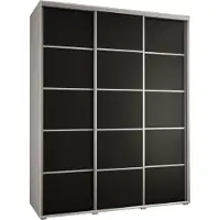 MEBLE KRYSPOL Cannes 4 Schrank mit 3 Schiebetüren - 205,2x200x60 cm - Weiß Schwarz Silber