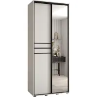 MEBLE KRYSPOL Cannes 11 Schrank mit 2 Schiebetüren - 205,2x120x45 cm - Weiß Weiß Schwarz