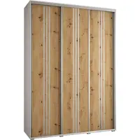 MEBLE KRYSPOL Davos 6 Schrank, drei Türen - 235,2x180x45 cm - Weiß Artisan Silber