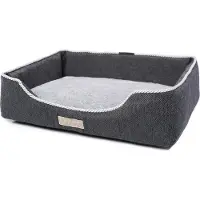 DOTTY Schlafplatz Hundebett Hundesofa Katzenbett Kuscheliges Haustierbett Plüschbett für kleine bis mittelgroße Hunde, Grau, Größe M (65 cm x 50 cm)