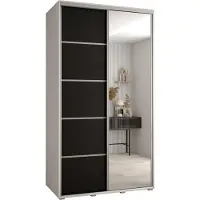 MEBLE KRYSPOL Davos 5 Schrank, zwei Türen - 235,2x130x60 cm - Weiß Schwarz Silber