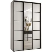 MEBLE KRYSPOL Cannes 5 Schrank mit 3 Schiebetüren - 205,2x150x45 cm - Weiß Weiß Schwarz