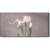 Coloray Wandkunst Leinwand Bild Uhr Geräuschlos 60x30 Gemälde Blumen Pflanzen Kunst - weiße Hände