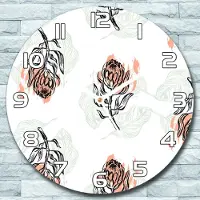 Coloray Wanduhr aus Glas Rund fi 30 Handbemalte Blumen Quarz Deko Wohnzimmer Büro