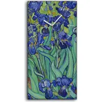 Coloray Wandbild Leinwand Bilder Wanduhr Geräuschlos Kunstdruck 30x60 Schwertlilien - weiße Hände