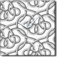 Coloray Uhr auf Leinwand 30x30 cm Wand Uhr Dekoration Wohnzimmer Segeltuch weiße Zeiger -Kunst-Tangled-Kabel.