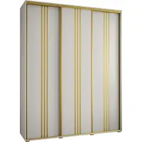 MEBLE KRYSPOL Davos 6 Schrank, drei Türen - 235,2x190x45 cm - Weiß Weiß Gold