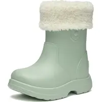 Ladeheid x Camminare Gummistiefel Kinder aus leichtem EVA warm gefüttert wasserdicht und sicher geführt durch rutschfeste Sohle ideal für kalte Tage und Schnee LA-CA-19 (Oliv, 32/33 EU)