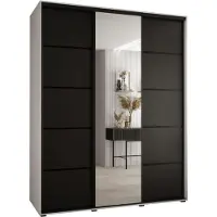 MEBLE KRYSPOL Davos 5 Schrank, drei Türen - 235,2x190x60 cm - Weiß Schwarz Schwarz