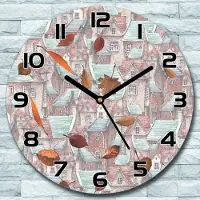 Coloray Wanduhr aus Glas Rund fi 30 Herbstliche Altstadt Quarz Deko Schlafzimmer Büro