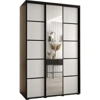 MEBLE KRYSPOL Davos 5 Schrank, drei Türen - 235,2x160x60 cm - Schwarz Weiß Schwarz