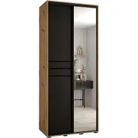 MEBLE KRYSPOL Cannes 11 Schrank mit 2 Schiebetüren - 205,2x110x45 cm - Artisan Schwarz Schwarz