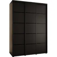 MEBLE KRYSPOL Cannes 4 Schrank mit 3 Schiebetüren - 205,2x180x60 cm - Schwarz Schwarz Schwarz