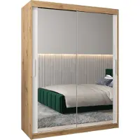 MEBLE KRYSPOL Kleiderschrank, Schiebetürenschrank Schlafzimmer, Schrank mit Spiegel TOKYO 3 150 cm