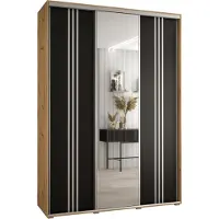 MEBLE KRYSPOL Cannes 7 Schrank mit 3 Schiebetüren - 205,2x180x45 cm - Artisan Schwarz Silber