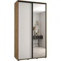 MEBLE KRYSPOL Cannes 3 Schrank mit 2 Schiebetüren - 205,2x130x45 cm - Artisan Weiß Schwarz