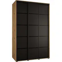 MEBLE KRYSPOL Davos 4 Schrank, drei Türen - 235,2x160x60 cm - Artisan Schwarz Schwarz